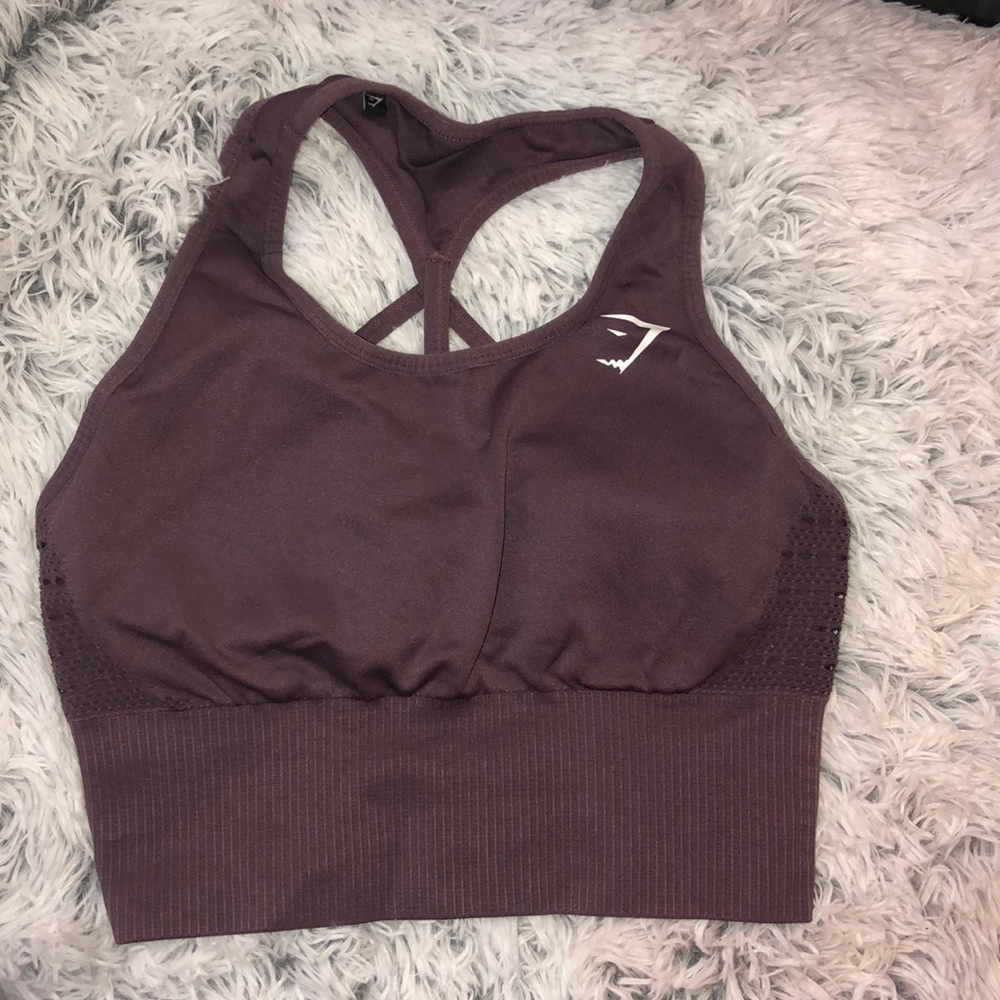 Gym shark seamless crop. Mauve purple AND tan!